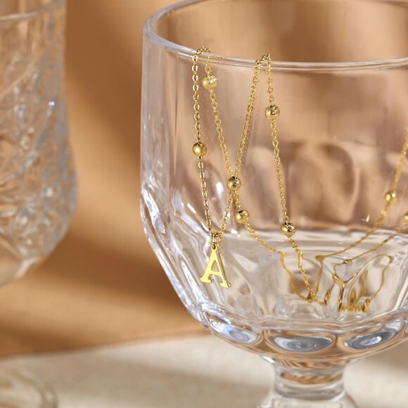 Elegant 14K Gold Plated Initial Necklace with Lobster Clasp - Jewelry Gift - Picture 4 of 9